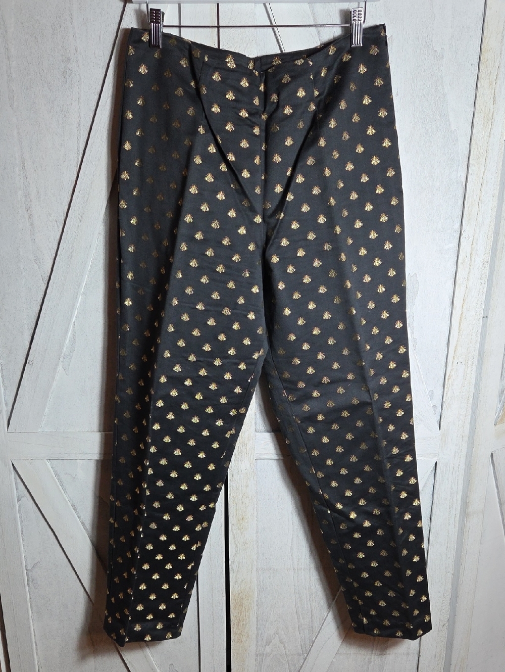 Steven Stolman Black And Gold Embroidered Bees Dress Pants Size 14